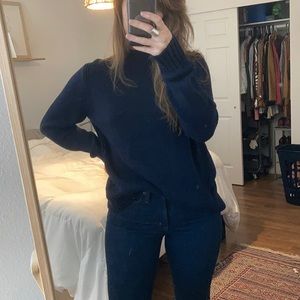 J Crew Knitted Mock Neck Sweater in Navy